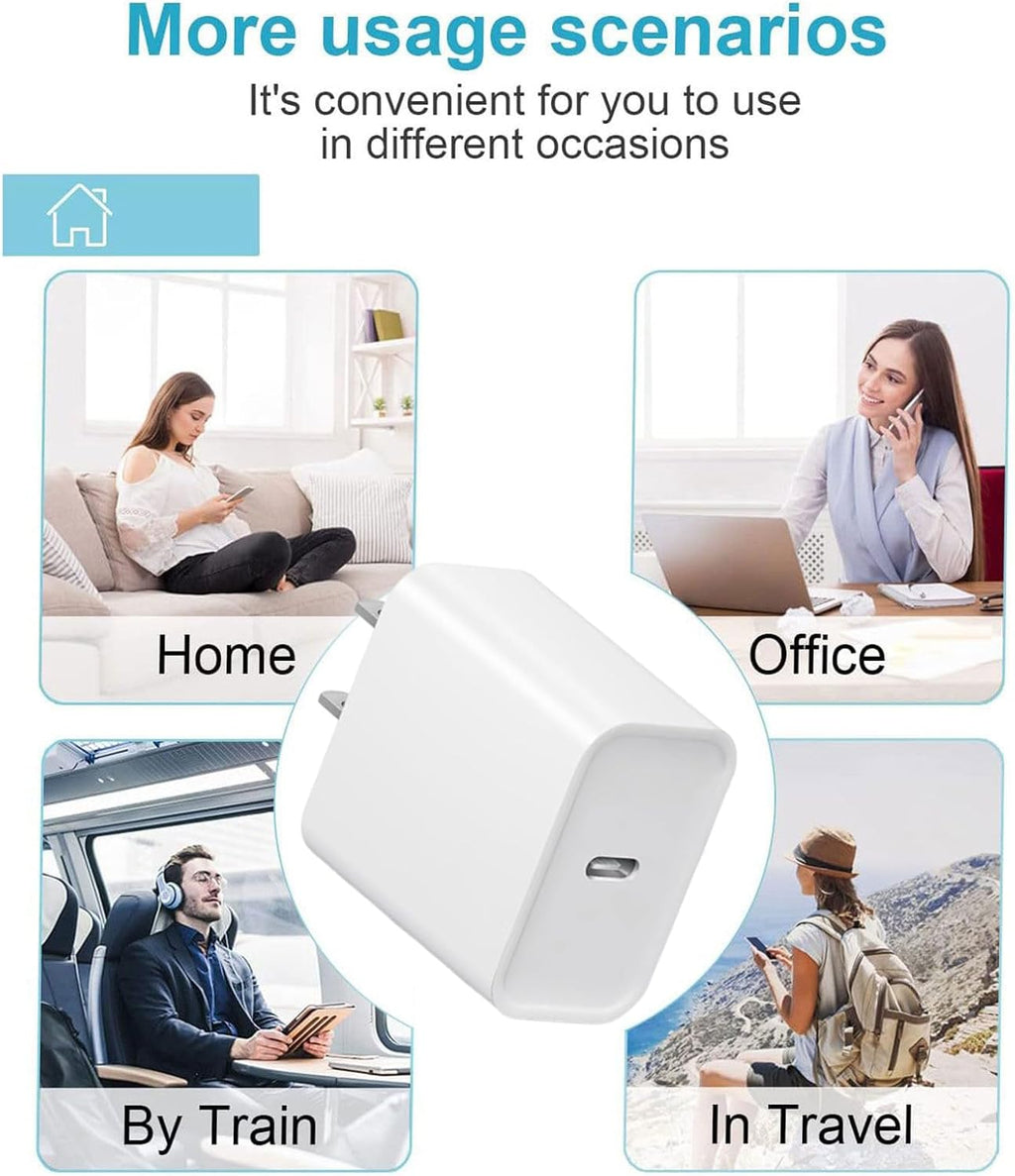 20W Fast Charger,3 Pack USB-C Port Charger with Type C-C Cable