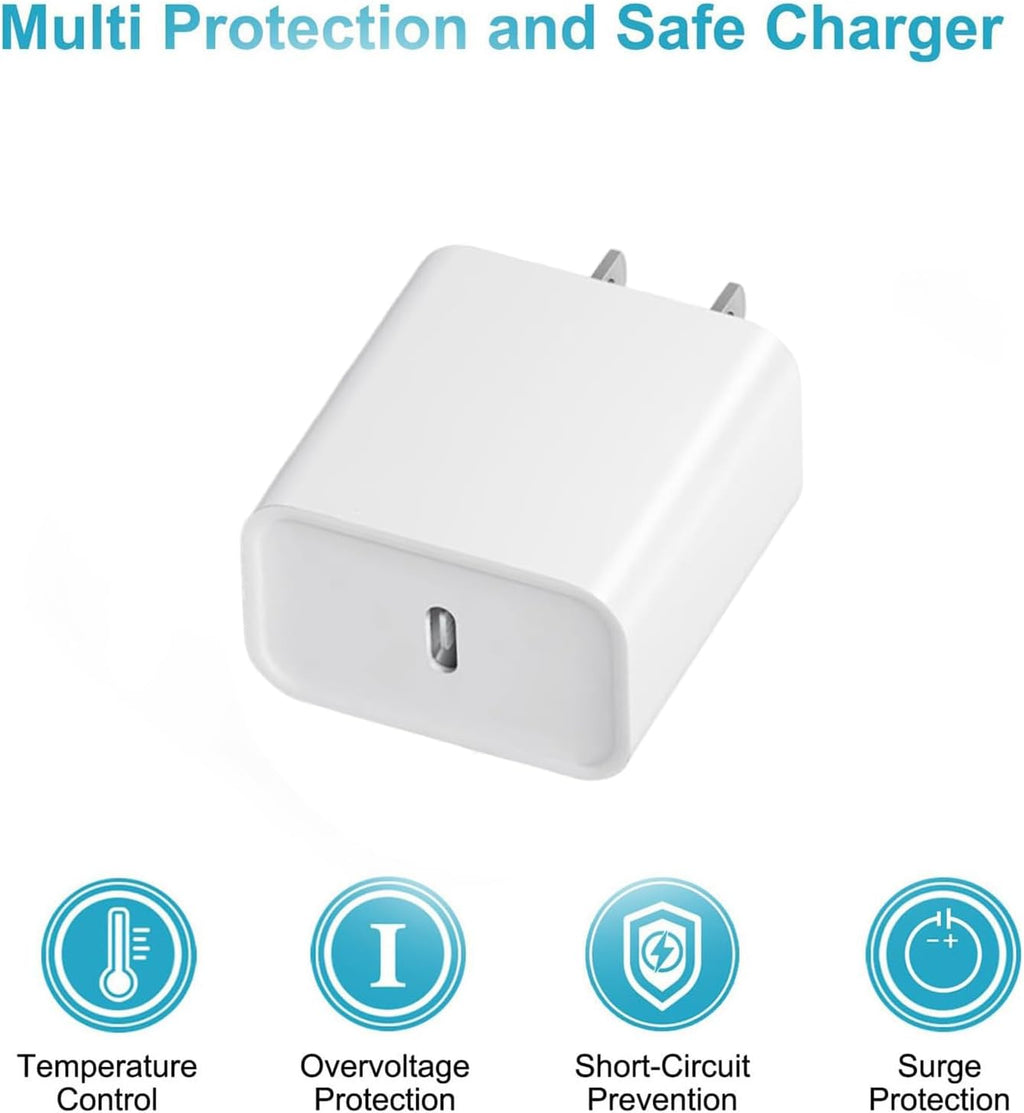 20W Fast Charger,3 Pack USB-C Port Charger with Type C-C Cable