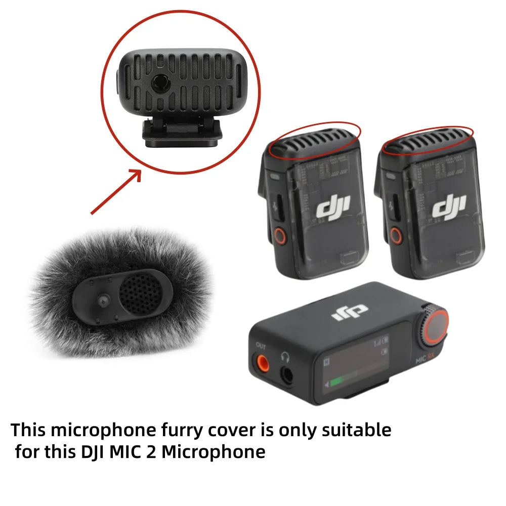 Furry Microphone Windscreen for DJI MIC 2 Lavalier Microphone Furry Windshield Noise Reduction Microphone Muff Wind Cover