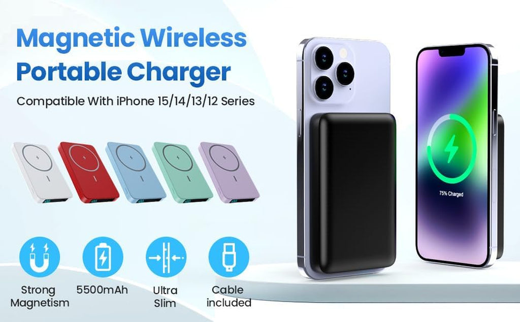 Magnetic Portable Charger Power Bank,Slim 5500Mah LCD Display Wireless Portable Charger,Pd USB-C In&Out Travel Essentials Battery Pack Compatible with Magsafe,Iphone 17/16/15 Pro/14/13/12 Series