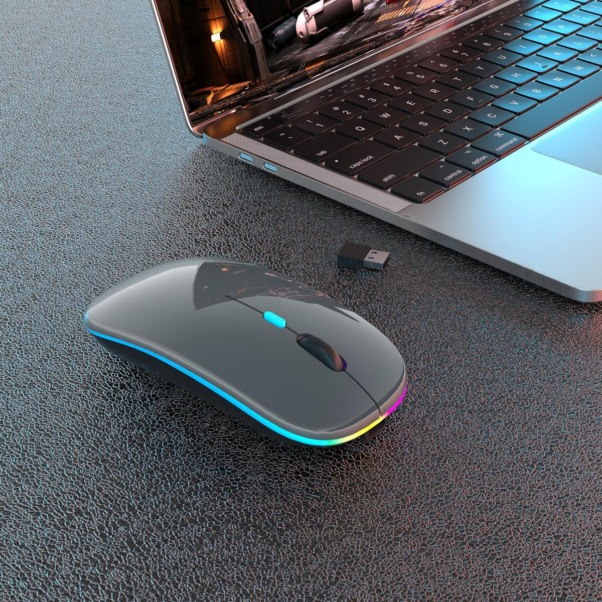 Wireless Mouse, Bluetooth Mouse Rechargeable Dual Mode, Grey