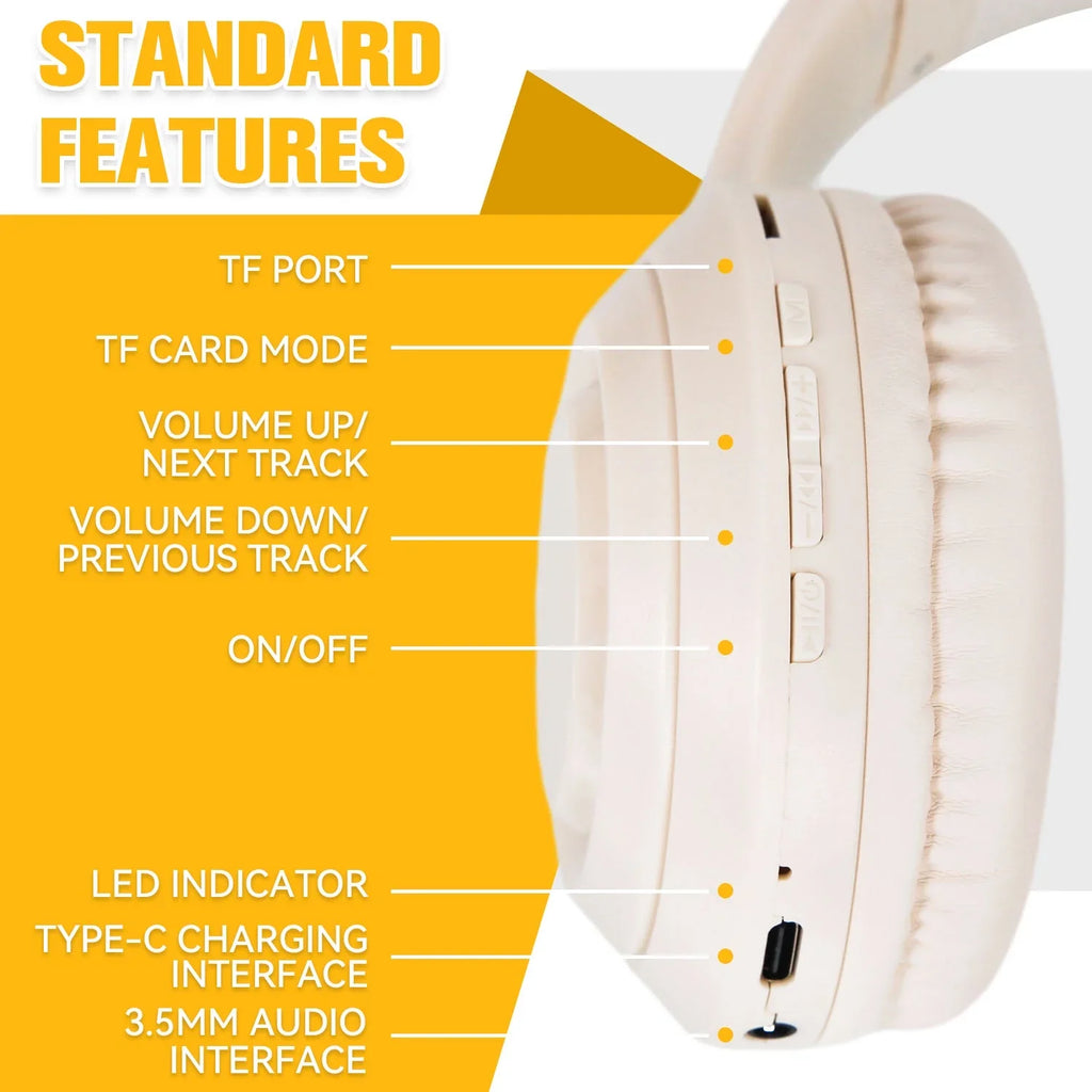Noise Cancelling Headphones, Wireless Bluetooth Headphones, over Ear Headphones with Microphone, Khaki