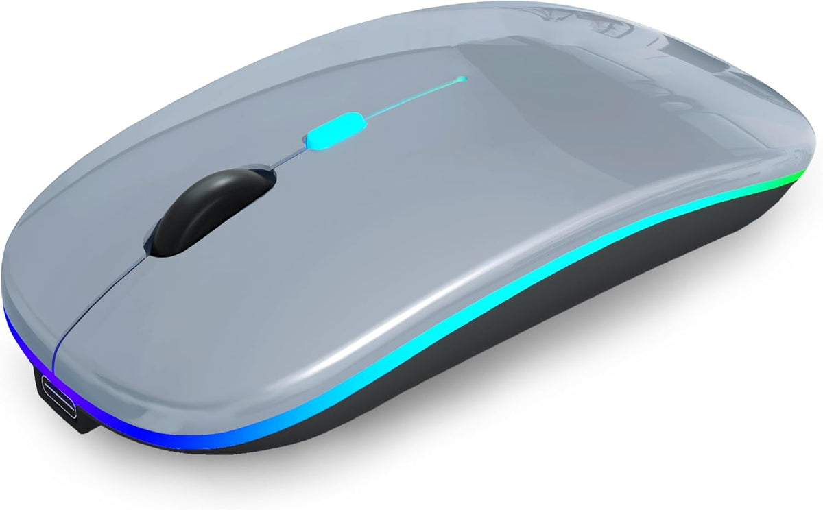 Wireless Mouse, Bluetooth Mouse Rechargeable Dual Mode, Grey
