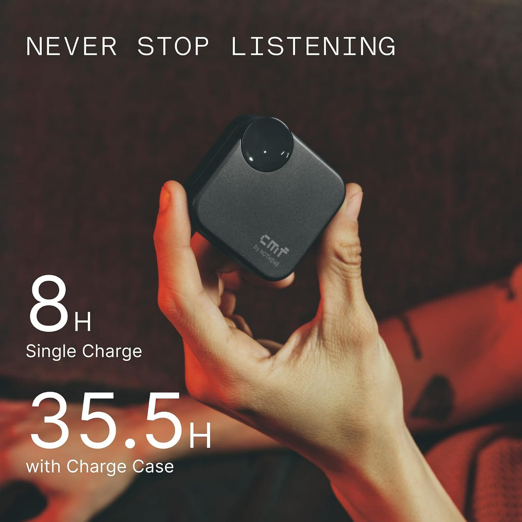 CMF Buds 2A Wireless Earbuds Active Noise Cancelling 42Db Hybrid ANC Bluetooth Headphones, 12.4Mm Dynamic Driver for Big Bass, 4 Mics Clear Calls, Sport Ear Buds for Iphone, Android, Orange