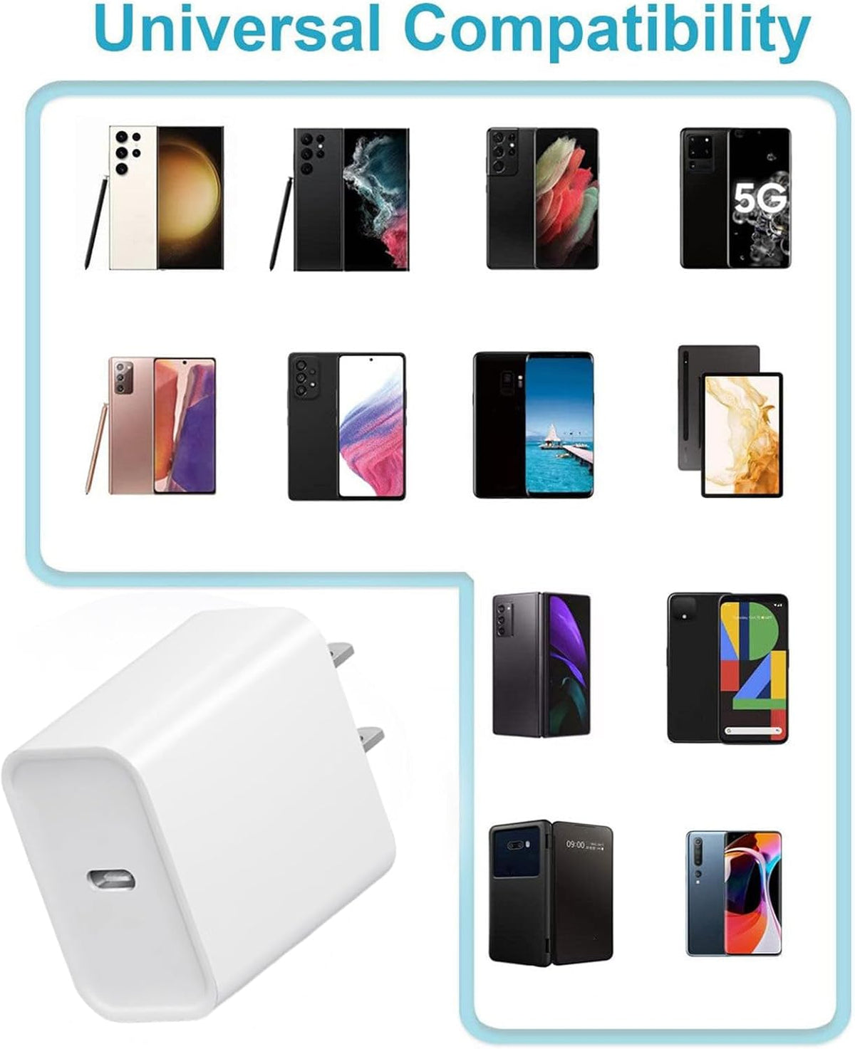 20W Fast Charger,3 Pack USB-C Port Charger with Type C-C Cable