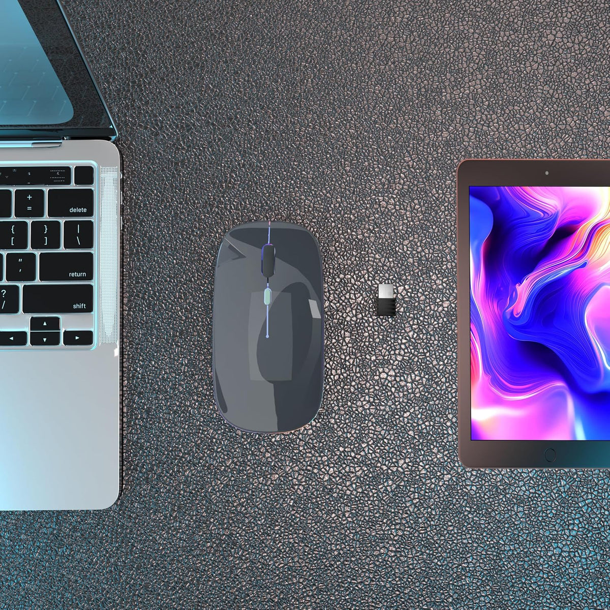 Wireless Mouse, Bluetooth Mouse Rechargeable Dual Mode, Grey