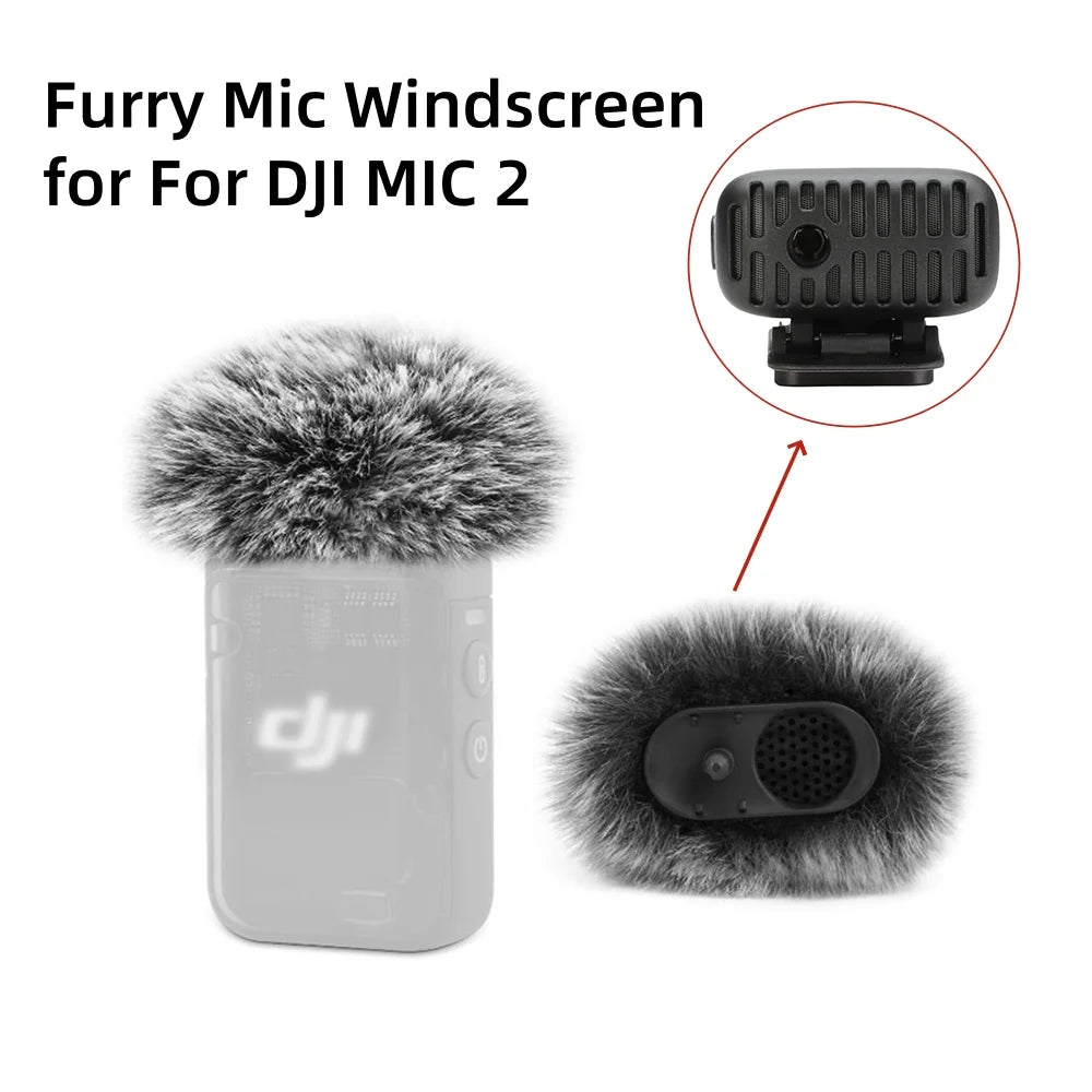 Furry Microphone Windscreen for DJI MIC 2 Lavalier Microphone Furry Windshield Noise Reduction Microphone Muff Wind Cover