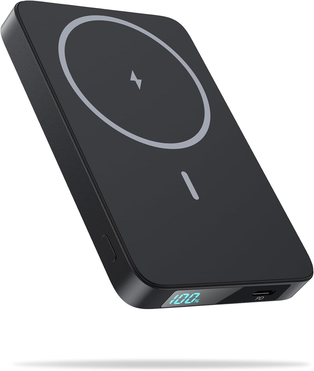 Magnetic Portable Charger Power Bank,Slim 5500Mah LCD Display Wireless Portable Charger,Pd USB-C In&Out Travel Essentials Battery Pack Compatible with Magsafe,Iphone 17/16/15 Pro/14/13/12 Series