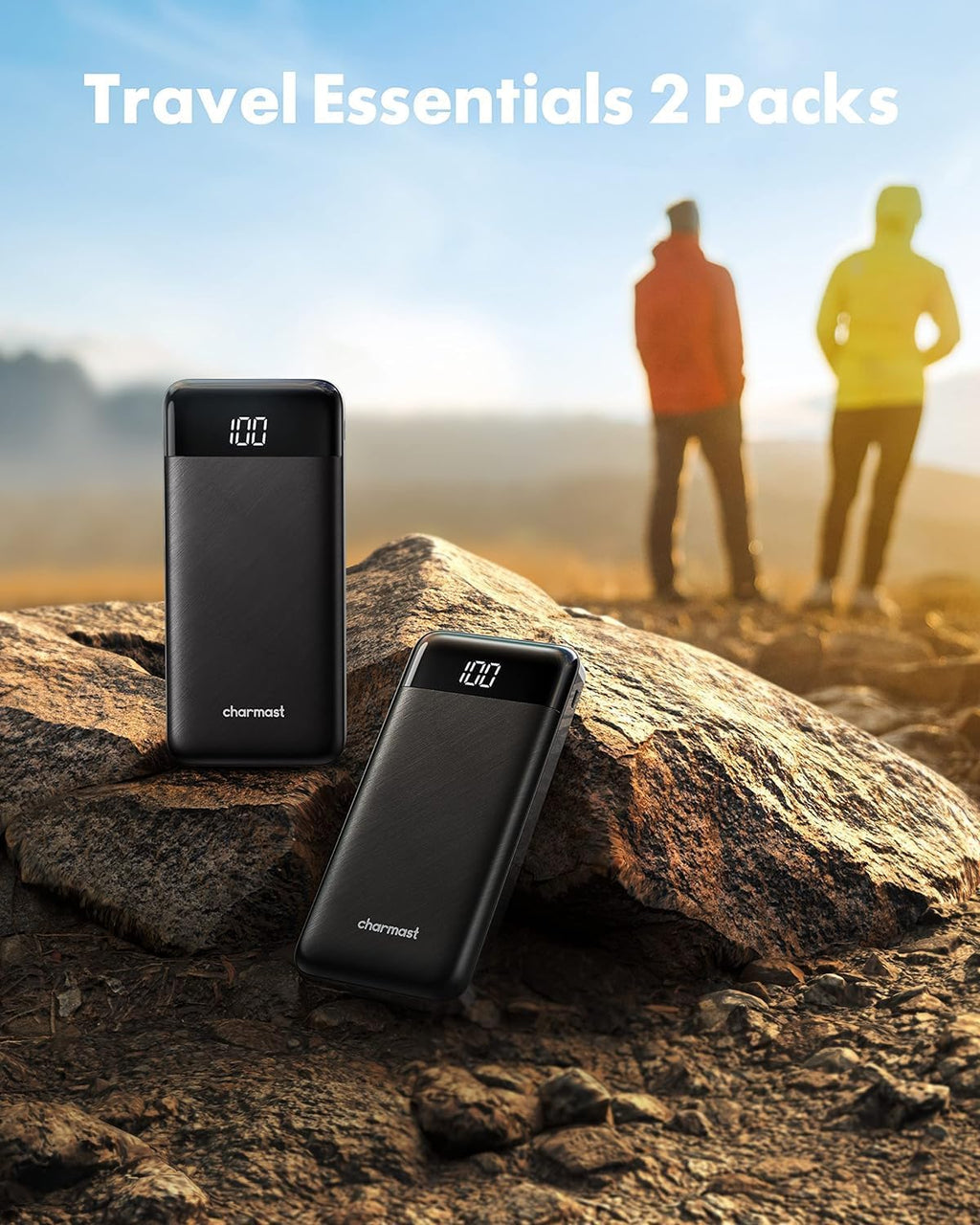 2 Pack Portable Charger, 10000Mah Power Bank Built-In Cables